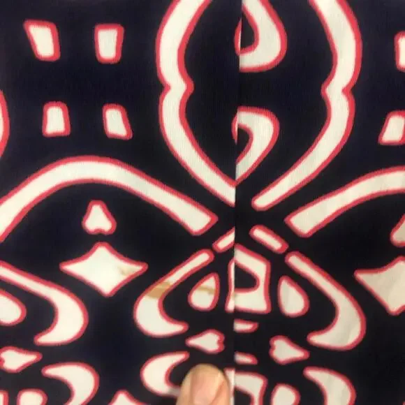 Laundry by Shelli Segal Black and Navy Geometric Dress Gathered Bell Sleeve - Picture 9 of 9